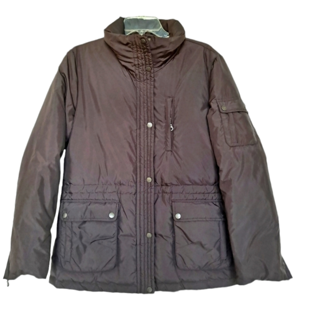 Donna Karan New York DKNY Brown Winter Anorak Utility Jacket Coat szL